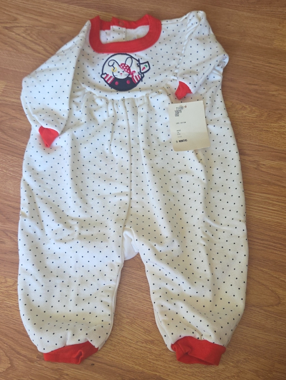 Absorba Baby 9M Vintage Nautical Romper Rabbit Carrot Polka Dots Sailor Boat NWT